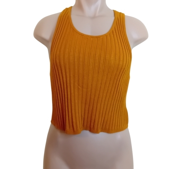 Urban Outfitters UO Silence +  Noice Mustard Ribbed Crop Tank Top Size Large - Picture 1 of 11
